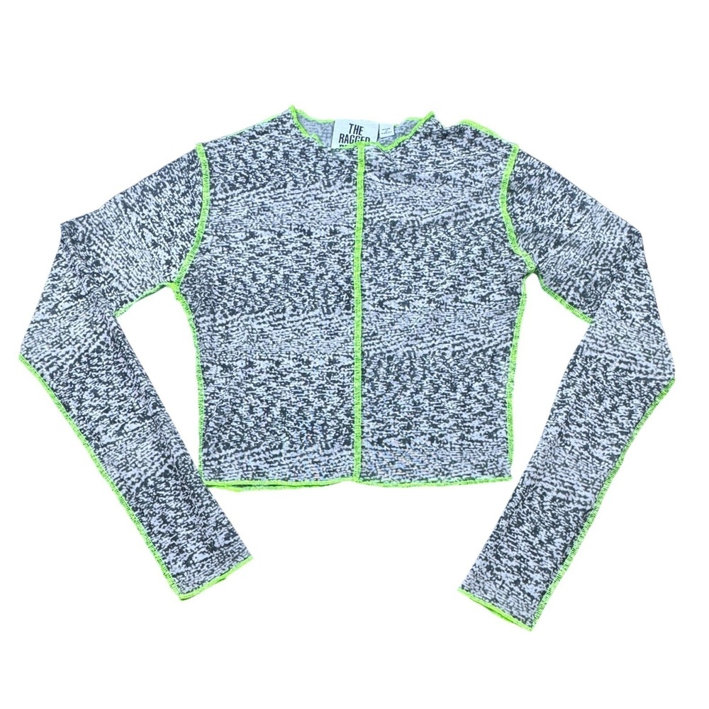 The Ragged Priest Mesh Rave Crop Top Neon Green Stitch Cyber Festival‎ Women's S